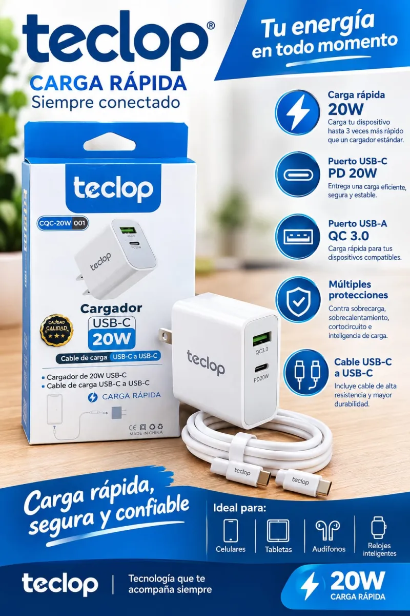 Cargador Teclop 20w