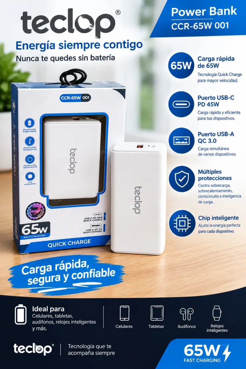 Cargador Teclop 65w